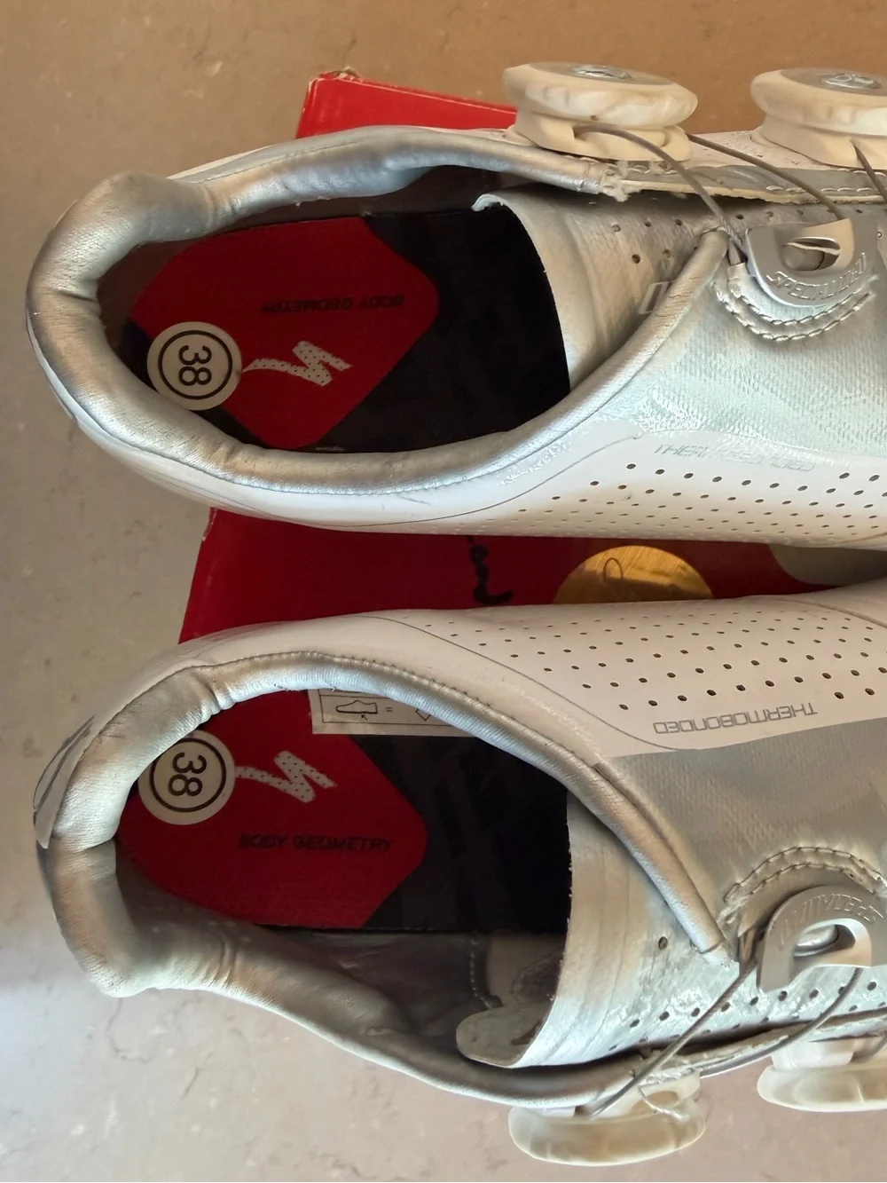 Specialized S-Works Road Cycling Shoes EU 38 US 7.25 White Silver Carbon BOA Box